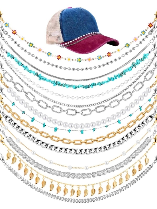 Just Jen Jewelry - 14 Piece Vibrant DIY Trucker Hat & Cap Charm Detachable Chains